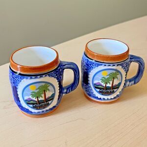 2 Vintage Ceramic California Souvenir Shot Glasses / Small Espresso Coffee Cups